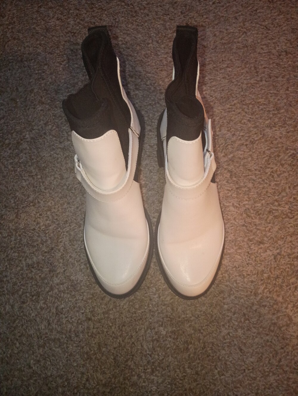 Women’s White and Black Chelsea-Style Ankle Boots